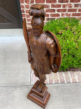 Load image into Gallery viewer, Antique Statue Roman Centurion Soldier Sword Shield Carved Walnut Figure 46.5&quot; T