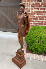 Load image into Gallery viewer, Antique Statue Roman Centurion Soldier Sword Shield Carved Walnut Figure 46.5&quot; T