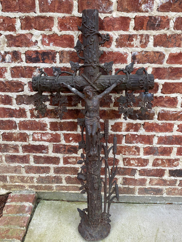 Antique Crucifix Cross Cast Iron Garden Architectural Chapel Church Cemetery 51
