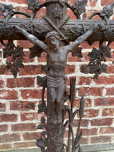 Load image into Gallery viewer, Antique Crucifix Cross Cast Iron Garden Architectural Chapel Church Cemetery 51&quot;