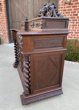 Load image into Gallery viewer, Antique French Desk Secretary Chest Server Drawers Barley Twist Renaissance Oak