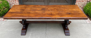 Antique French Farm Table Farmhouse Oak Dining Conference Library Table Desk 87"
