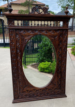 Load image into Gallery viewer, Antique French Mirror Breton Brittany Carved Oak Beveled Oval Large 58.5&quot; T