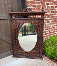 Load image into Gallery viewer, Antique French Mirror Breton Brittany Carved Oak Beveled Oval Large 58.5&quot; T