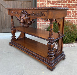 Antique French Server Console Table Sideboard Walnut Boars Head Mask Sofa Table