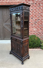 Load image into Gallery viewer, Antique Italian Bookcase Cabinet Display Renaissance Revival Carved Oak c. 1870s
