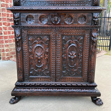 Load image into Gallery viewer, Antique Italian Bookcase Cabinet Display Renaissance Revival Carved Oak c. 1870s