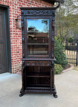 Load image into Gallery viewer, Antique Italian Bookcase Cabinet Display Renaissance Revival Carved Oak c. 1870s