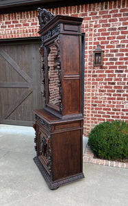 Antique French Bookcase Cabinet Display Hunt Style Black Forest Petite Oak 19C