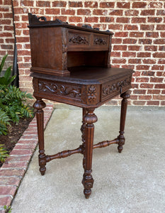 Antique French Desk Writing Table Secretary Drawers Oak PETITE Renaissance Table