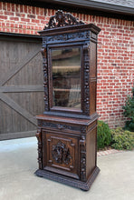 Load image into Gallery viewer, Antique French Bookcase Cabinet Display Hunt Style Black Forest Petite Oak 19C