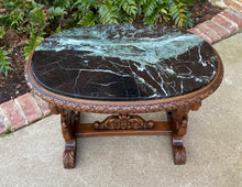 Load image into Gallery viewer, Antique French Coffee Table Renaissance Revival Cherub Green Marble Top Walnut