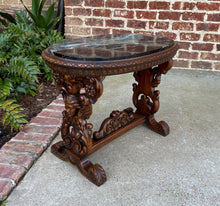 Load image into Gallery viewer, Antique French Coffee Table Renaissance Revival Cherub Green Marble Top Walnut