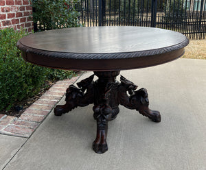 Antique French OVAL Coffee Table Pedestal BLACK FOREST Hunt Table Griffons 19thC