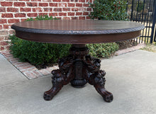 Load image into Gallery viewer, Antique French OVAL Coffee Table Pedestal BLACK FOREST Hunt Table Griffons 19thC