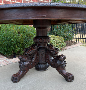 Antique French OVAL Coffee Table Pedestal BLACK FOREST Hunt Table Griffons 19thC