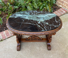 Load image into Gallery viewer, Antique French Coffee Table Renaissance Revival Cherub Green Marble Top Walnut