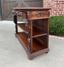 Load image into Gallery viewer, Antique French Server Sideboard Console Sofa Table 3-Tier Drawers Carved Oak 19C