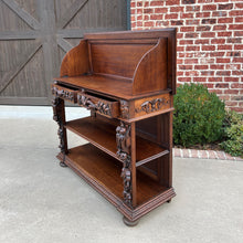 Load image into Gallery viewer, Antique French Server Sideboard Console Sofa Table 3-Tier Drawers Carved Oak 19C