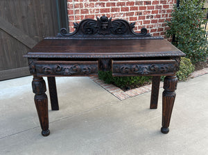 Antique French Table Hall Entry Console Sofa Table Two Drawers Oak c. 1890s