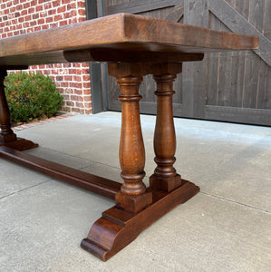 Antique English Farm Table Dining Library Table Desk Farmhouse Oak 83.5"