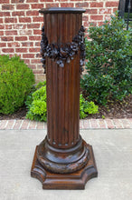 Load image into Gallery viewer, Antique French Pedestal Column Plant Stand Display Table Fluted Carved Oak 19thc