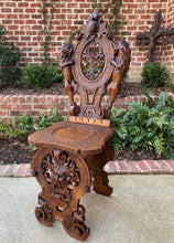Load image into Gallery viewer, Antique Italian Chair Settee Renaissance Revival Sgabello Rampant Lions Walnut