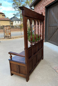 Antique French Bench Chair Settee Hall Bench Banquette Renaissance Revival Oak