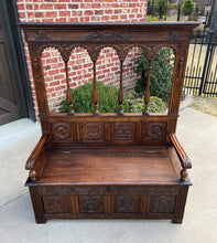 Load image into Gallery viewer, Antique French Bench Chair Settee Hall Bench Banquette Renaissance Revival Oak