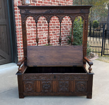 Load image into Gallery viewer, Antique French Bench Chair Settee Hall Bench Banquette Renaissance Revival Oak