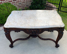 Load image into Gallery viewer, Antique French Console Table Marble Top Louis XV Carved Walnut Foyer Sofa Entry