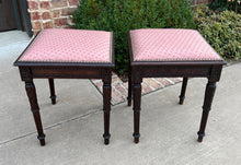 Load image into Gallery viewer, Antique French PAIR Foot Stools Small Benches Upholstered Top Stools Oak