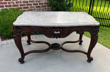 Load image into Gallery viewer, Antique French Console Table Marble Top Louis XV Carved Walnut Foyer Sofa Entry