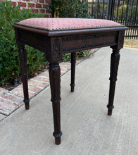 Load image into Gallery viewer, Antique French PAIR Foot Stools Small Benches Upholstered Top Stools Oak