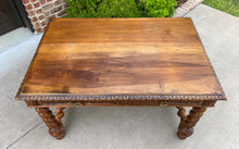 Load image into Gallery viewer, Antique French Desk Writing Table Barley Twist Renaissance Revival Oak 19th C