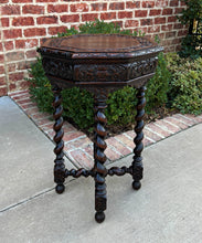 Load image into Gallery viewer, Antique French Table Octagonal PETITE Barley Twist Carved Oak Renaissance 19th C