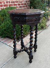 Load image into Gallery viewer, Antique French Table Octagonal PETITE Barley Twist Carved Oak Renaissance 19th C
