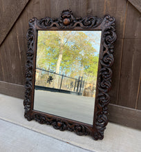 Load image into Gallery viewer, Antique French Mirror Oak Framed Hanging Wall Mirror Cartouche Rectangular