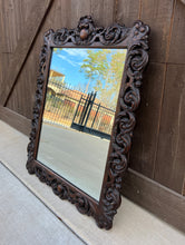 Load image into Gallery viewer, Antique French Mirror Oak Framed Hanging Wall Mirror Cartouche Rectangular