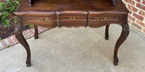 Antique French Desk Writing Table Entry Hall Louis XV Style Carved Oak Hoof Feet