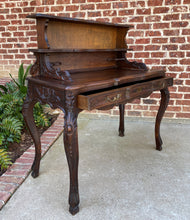 Load image into Gallery viewer, Antique French Desk Writing Table Entry Hall Louis XV Style Carved Oak Hoof Feet