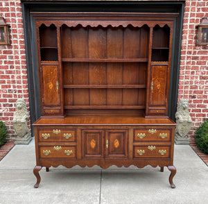 Antique English Plate Dresser Sideboard Server GEORGIAN Era Oak and Mahogany