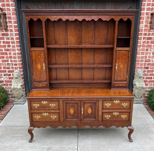 Antique English Plate Dresser Sideboard Server GEORGIAN Era Oak and Mahogany