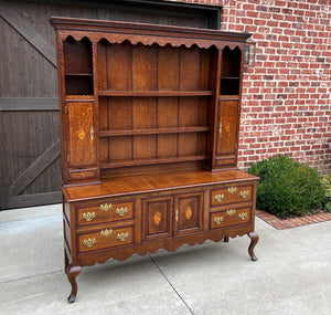 Antique English Plate Dresser Sideboard Server GEORGIAN Era Oak and Mahogany