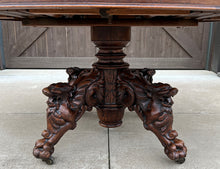 Load image into Gallery viewer, Antique French OVAL Game Dining Table Pedestal BLACK FOREST Hunt Honey Oak 19thC