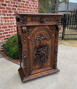 Antique French Jam Cabinet Carved Oak Renaissance Revival ROSES TALL SLIM SUPERB