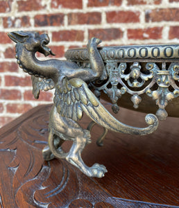 Antique Silvered Bronze Bowl Dragons Griffins Renaissance Revival Centerpiece