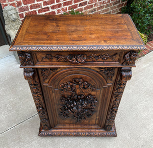 Antique French Jam Cabinet Carved Oak Renaissance Revival ROSES TALL SLIM SUPERB