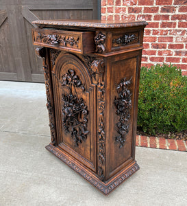 Antique French Jam Cabinet Carved Oak Renaissance Revival ROSES TALL SLIM SUPERB