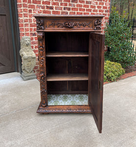 Antique French Jam Cabinet Carved Oak Renaissance Revival ROSES TALL SLIM SUPERB